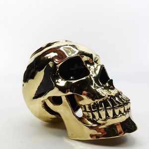 King Baby Studio Brass Gold Color Alloy Skull Tea light Candle Holder